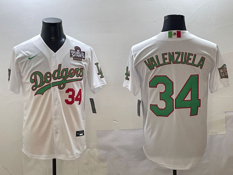 Men Los Angeles Dodgers 34 Valenzuela White Fashion Game 2025 Nike MLB Jersey style 3061